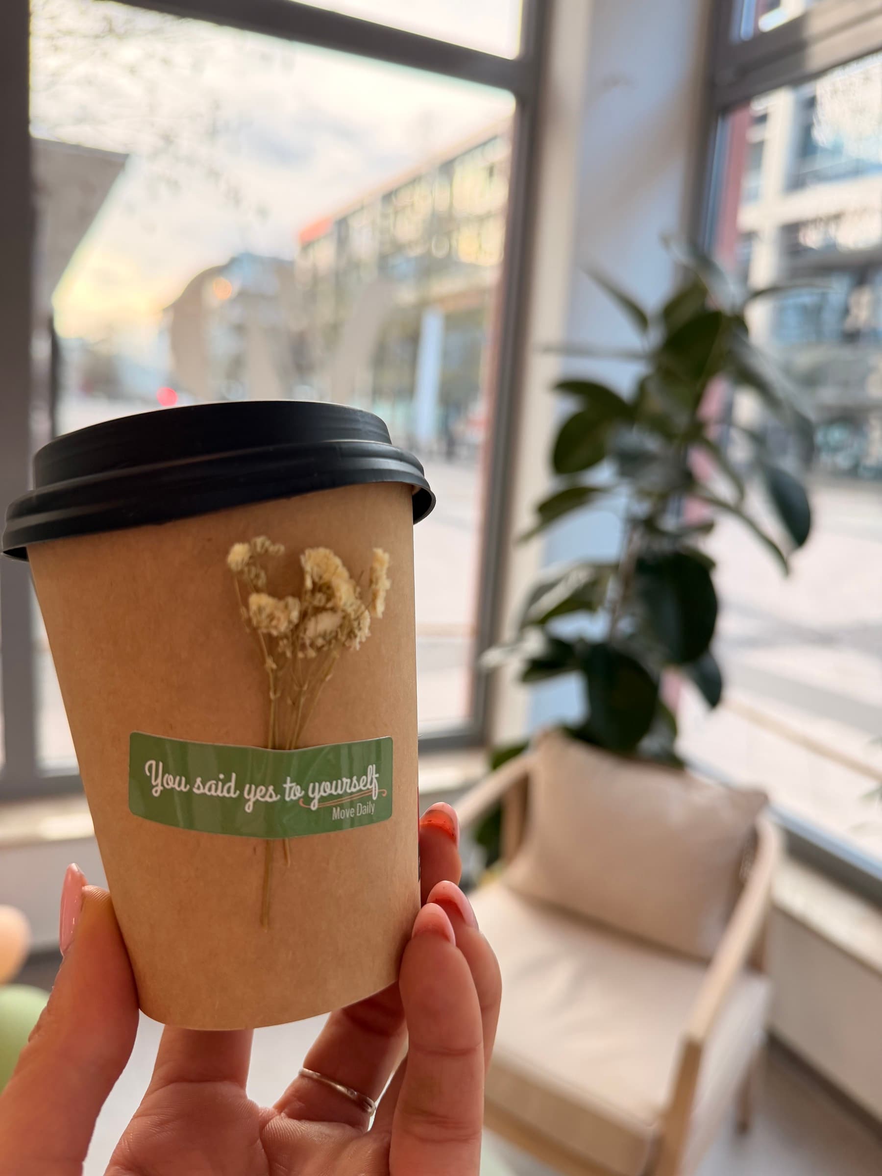Move Daily coffee cup — you said yes to yourself